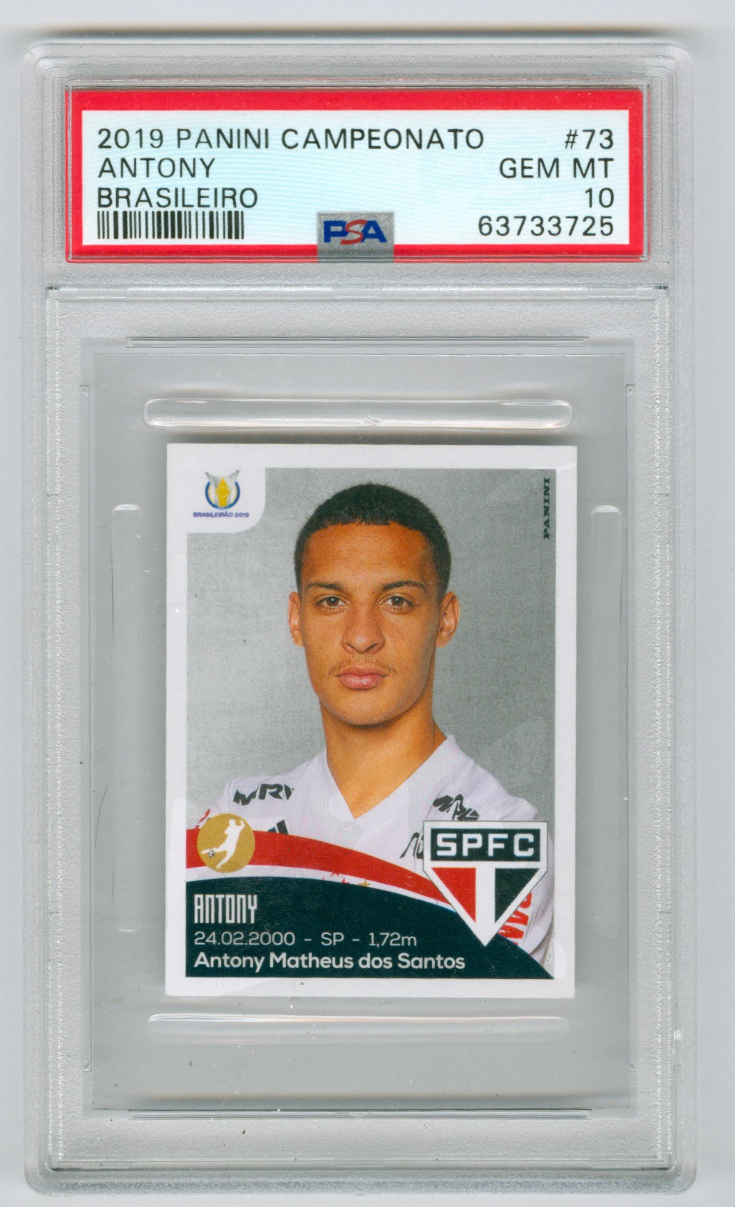 2019 Panini Campeonato Brasileiro #73 Antony PSA 10