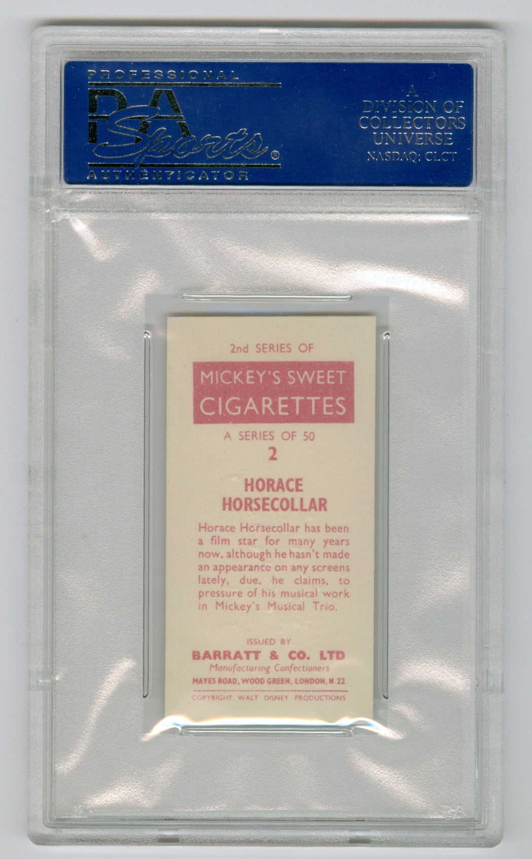 1957 Barratt & Co. Ltd. Walt Disney Characters #2 Horace Horsecollar PSA 8