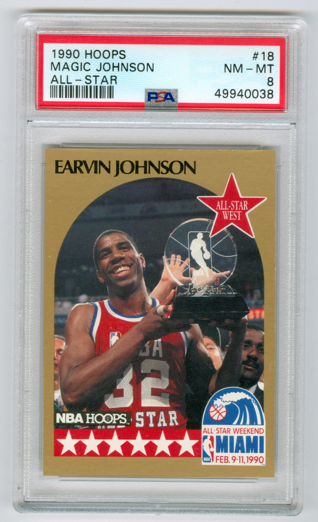 1990-91 Hoops All-Star #18 Magic Johnson PSA 8