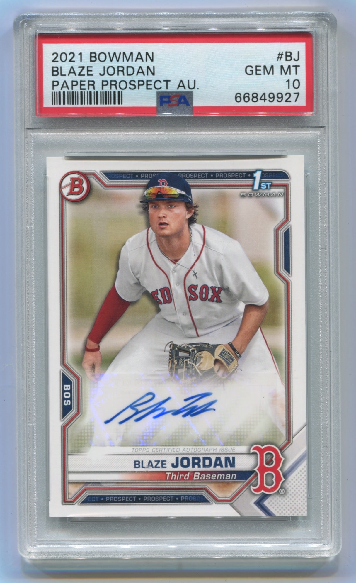 2021 Bowman Paper Prospect Auto #BJ Blaze Jordan PSA 10