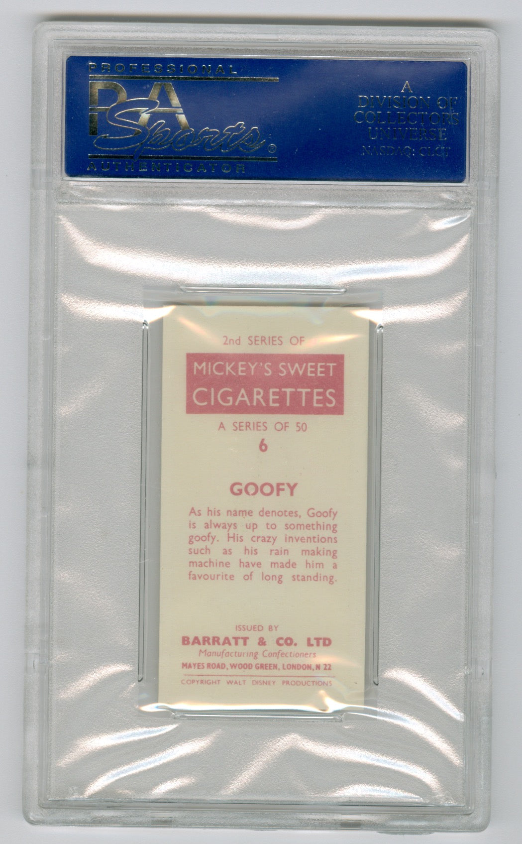 1957 Barratt & Co. Ltd. Walt Disney Characters #6 Goofy PSA 9