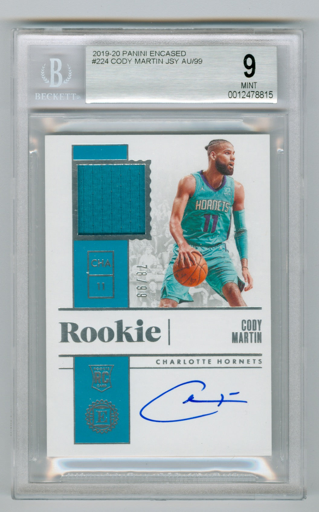2019-20 Panini Encased #224 Cody Martin #78/99 BGS 9.5 (Auto 10) (Rookie)