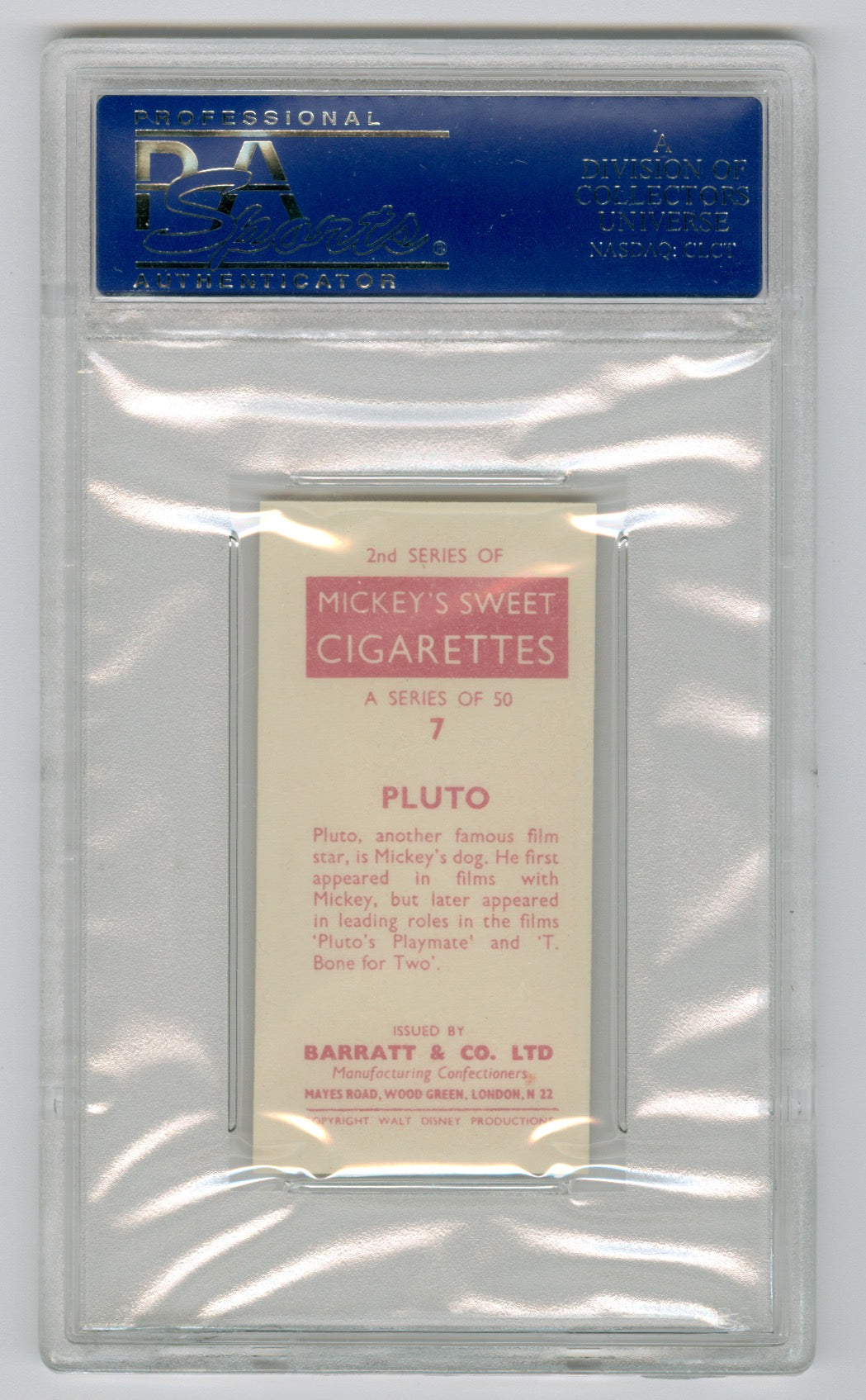 1957 Barratt & Co. Ltd. Walt Disney Characters #7 Pluto PSA 7