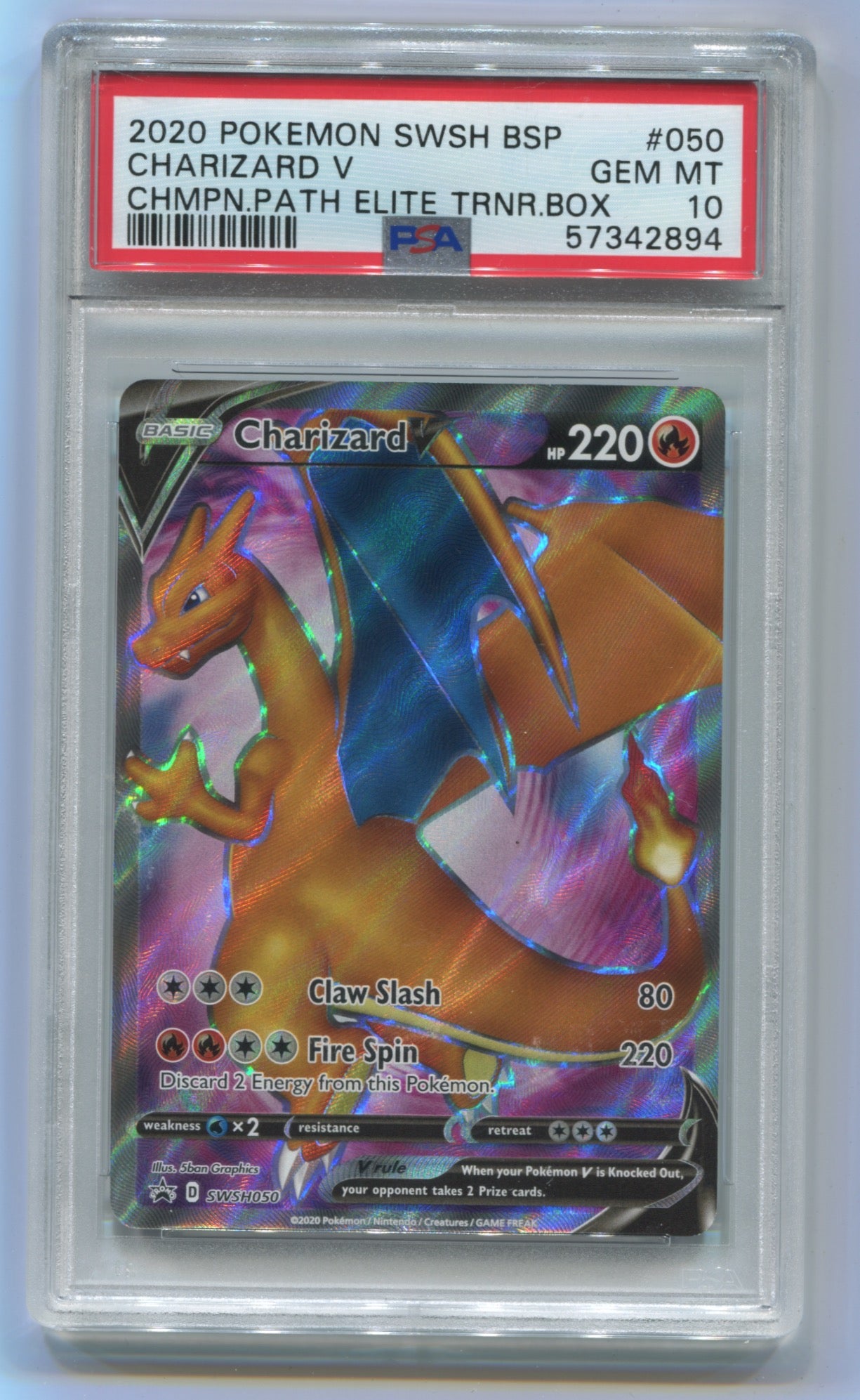 2020 Pokemon Champions Path Elite Trainer Box Promo #050 Charizard V PSA 10