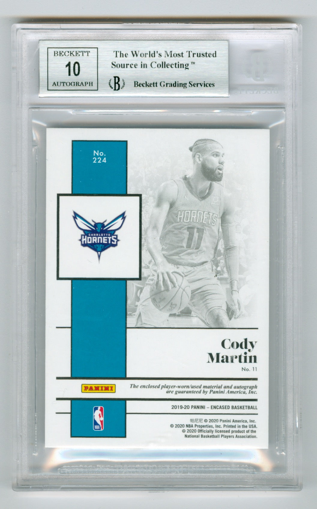 2019-20 Panini Encased #224 Cody Martin #78/99 BGS 9.5 (Auto 10) (Rookie)