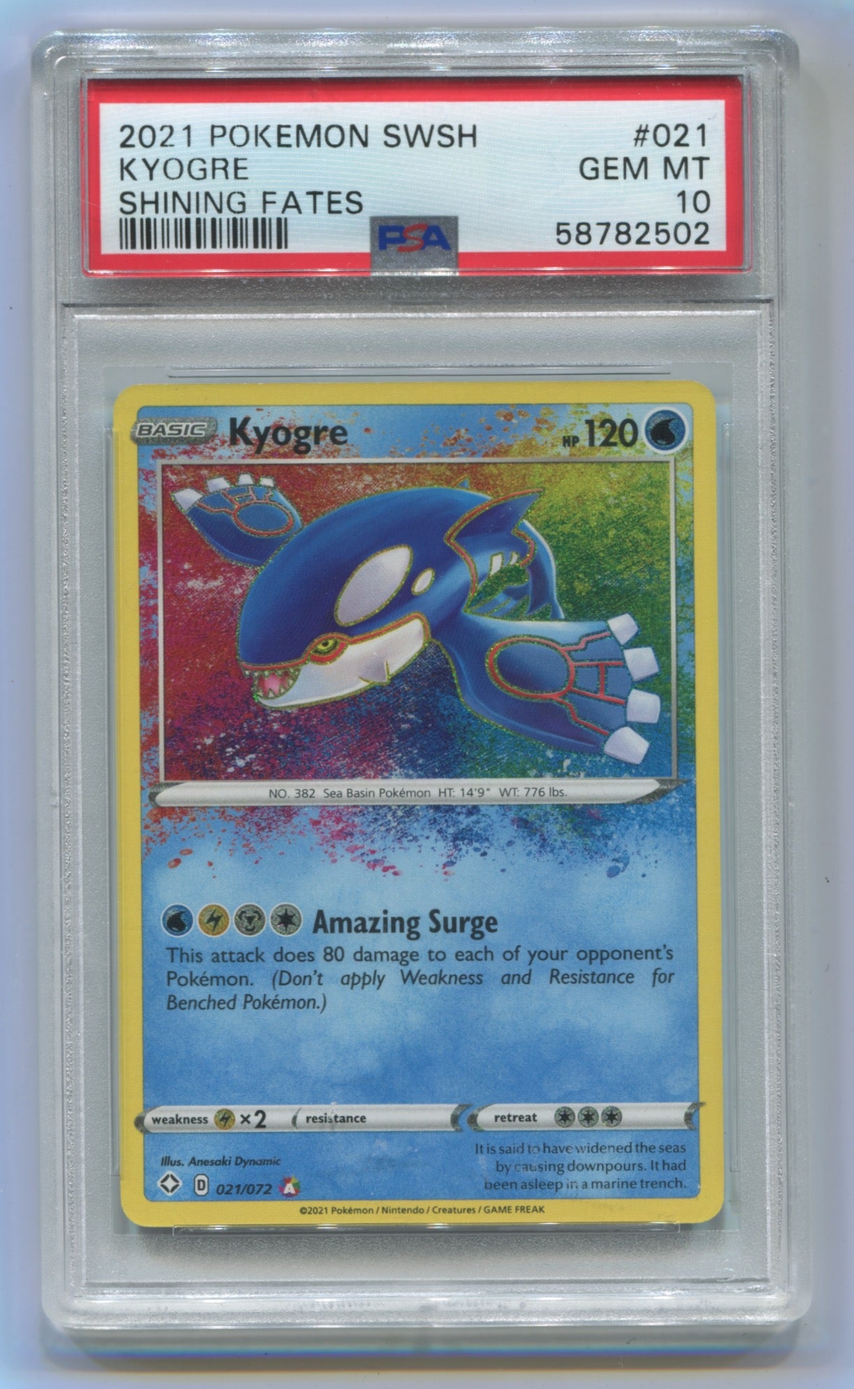2021 Pokemon Shining Fates #021 Kyogre PSA 10