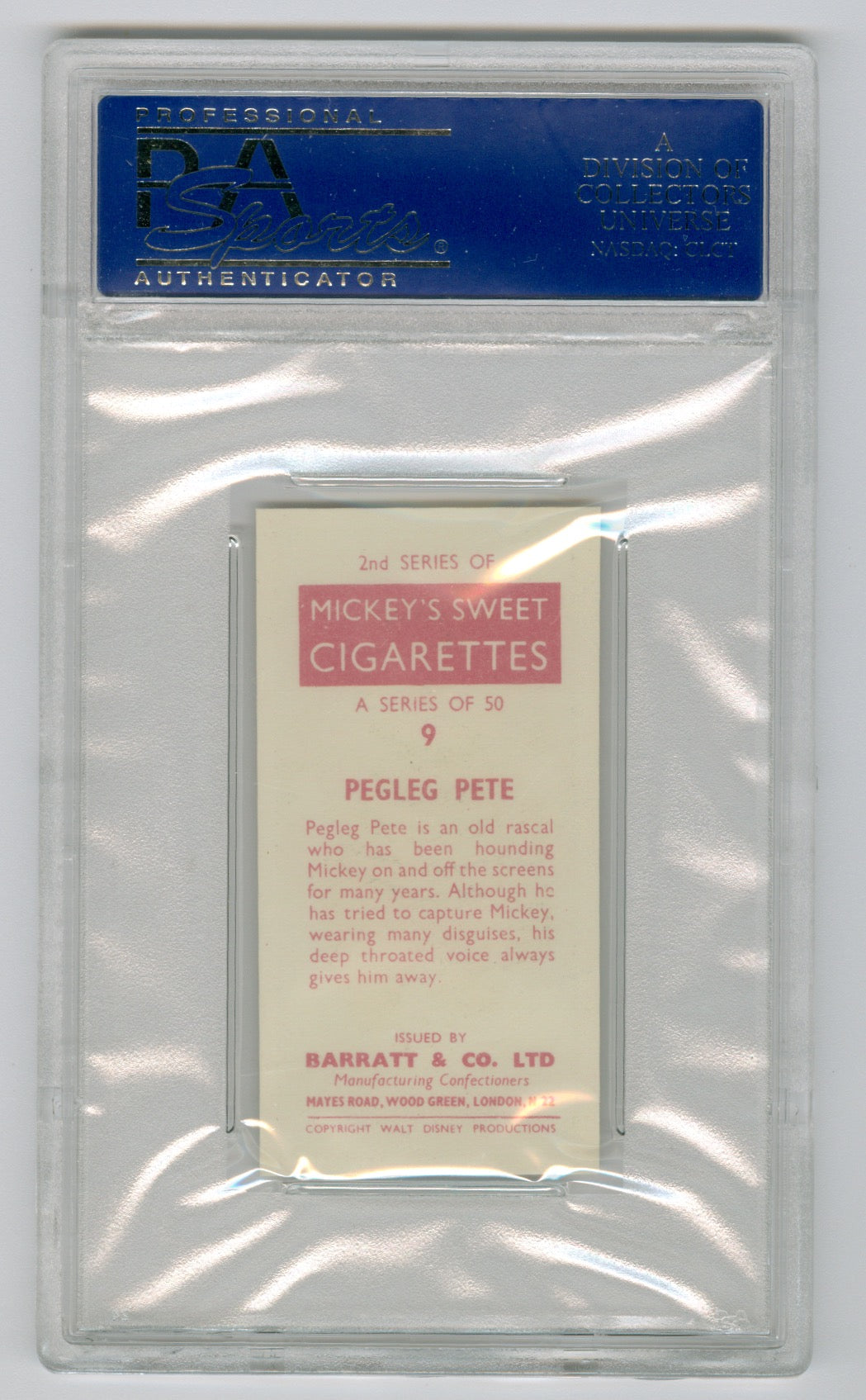 1957 Barratt & Co. Ltd. Walt Disney Characters #8 Pegleg Pete PSA 5.5