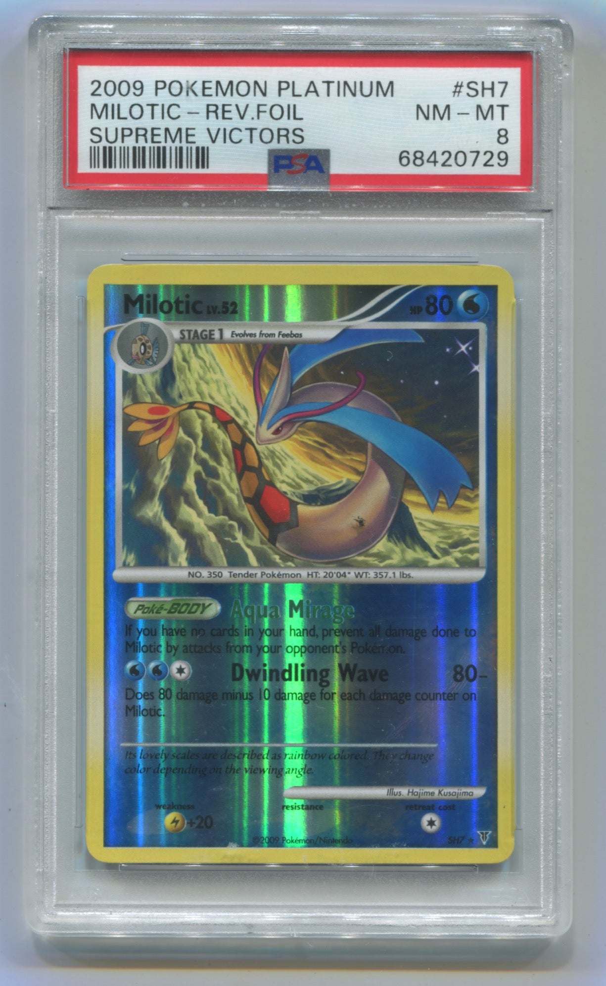 2009 Pokemon Supreme Victors #SH7 Milotic- Reverse Holo PSA 8