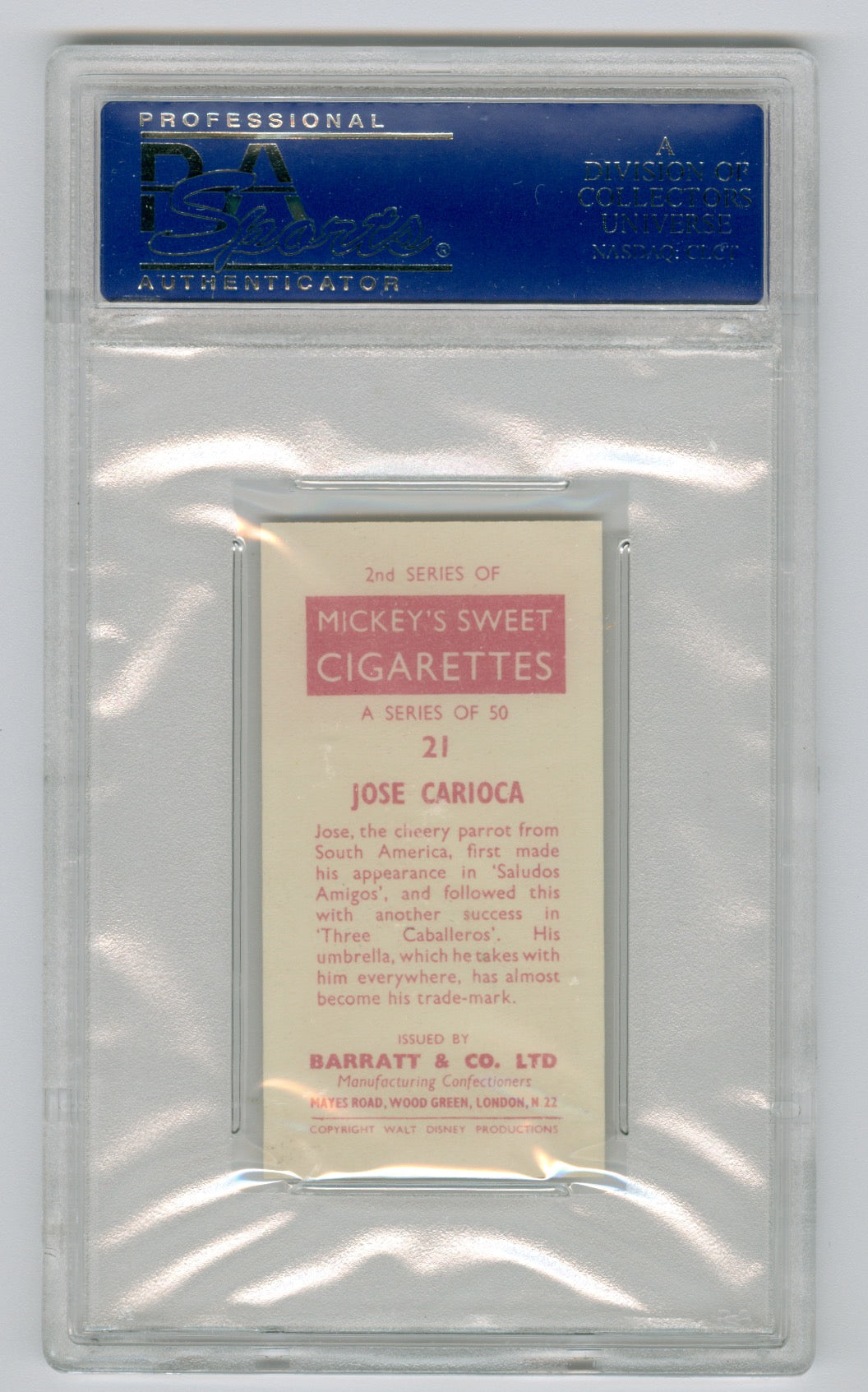 1957 Barratt & Co. Ltd. Walt Disney Characters #20 Jose Carioca PSA 9