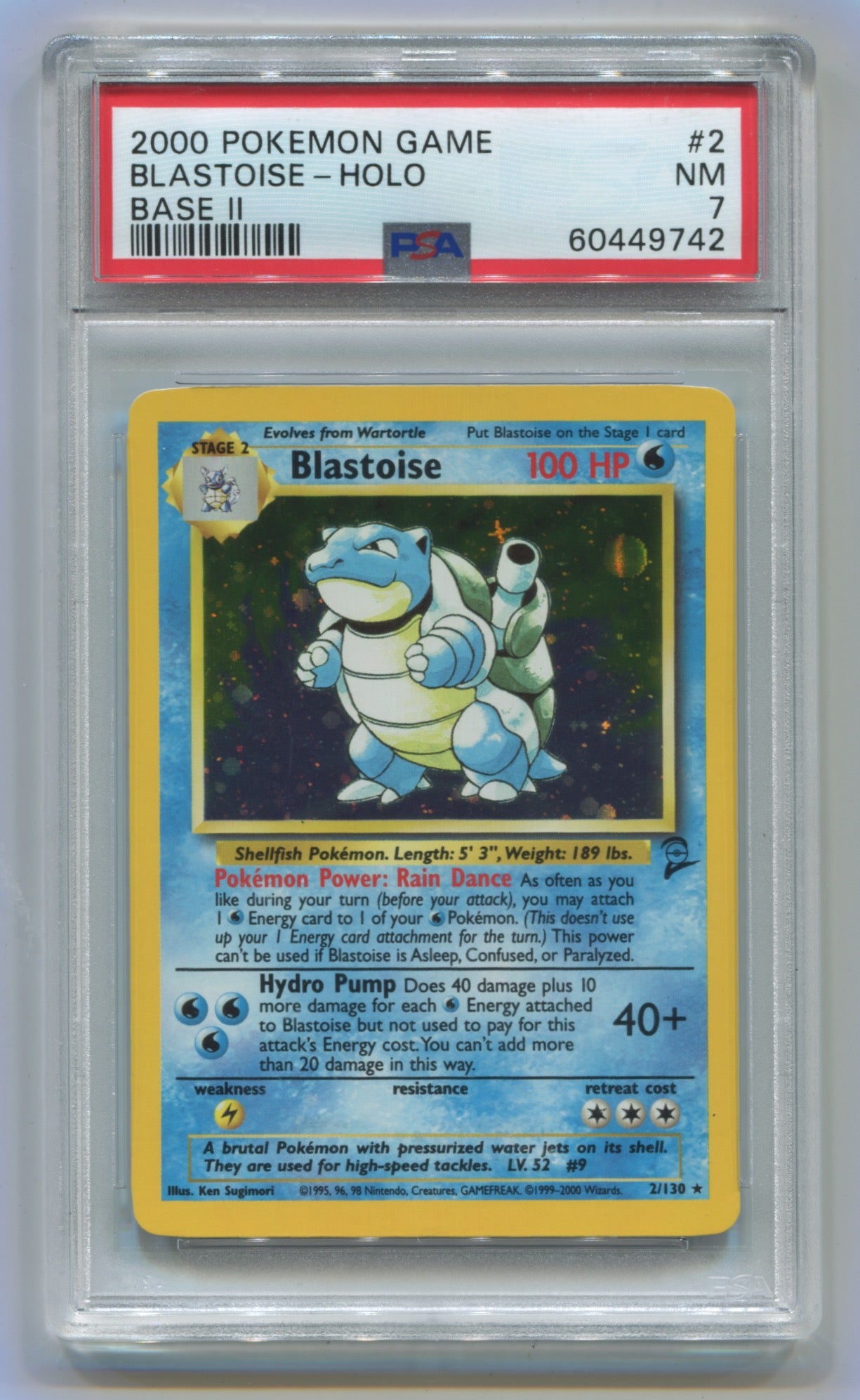 2000 Pokemon Base Set 2 #2 Blastoise- Holo PSA 7