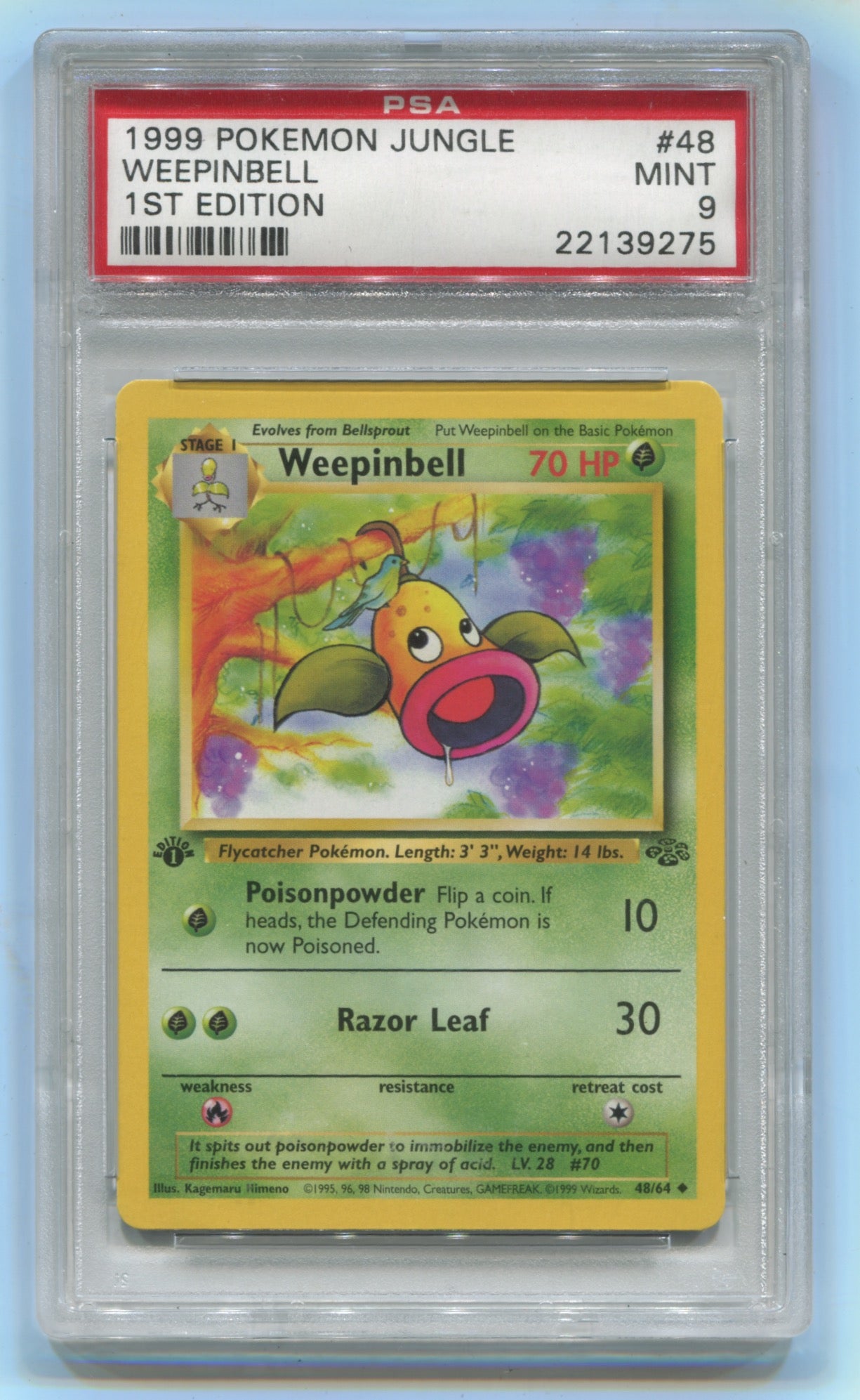 1999 Pokemon Jungle 1st Edition #48 Weepingbell PSA 9
