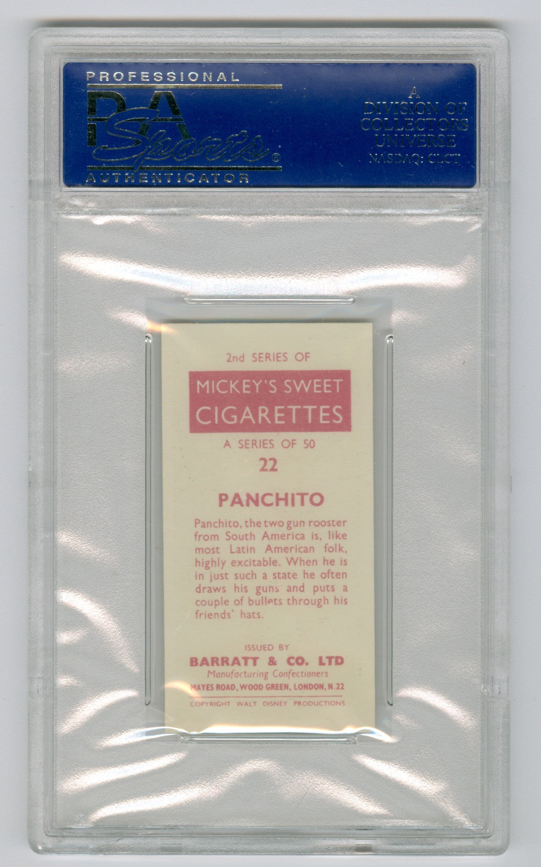 1957 Barratt & Co. Ltd. Walt Disney Characters #22 Panchito PSA 10