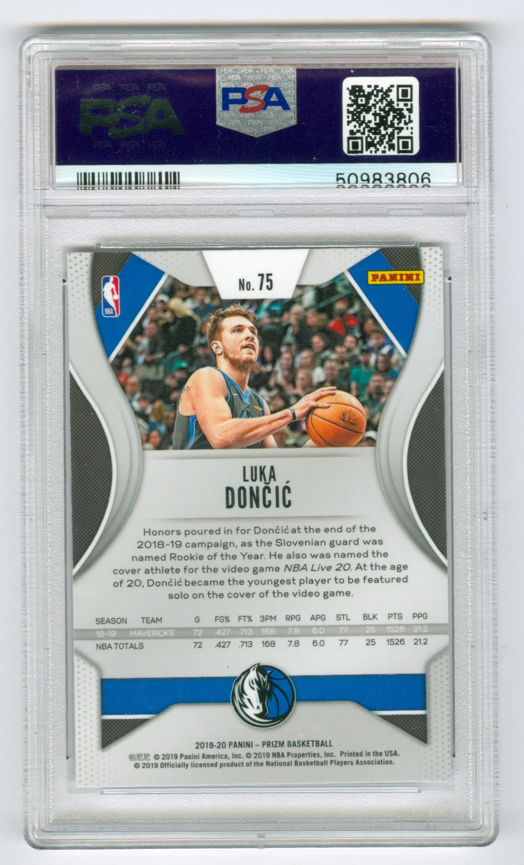 2019-20 Panini Prizm #75 Luka Doncic PSA 9