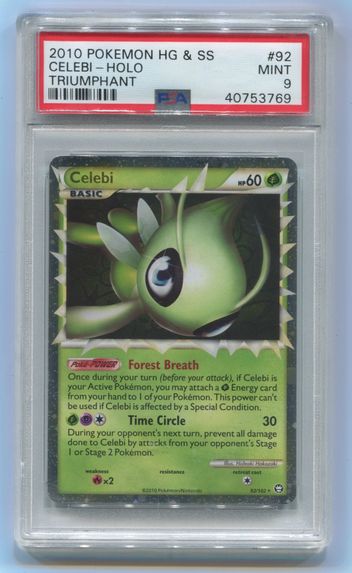 2010 Pokemon Triumphant #92 Celebi- Holo PSA 9