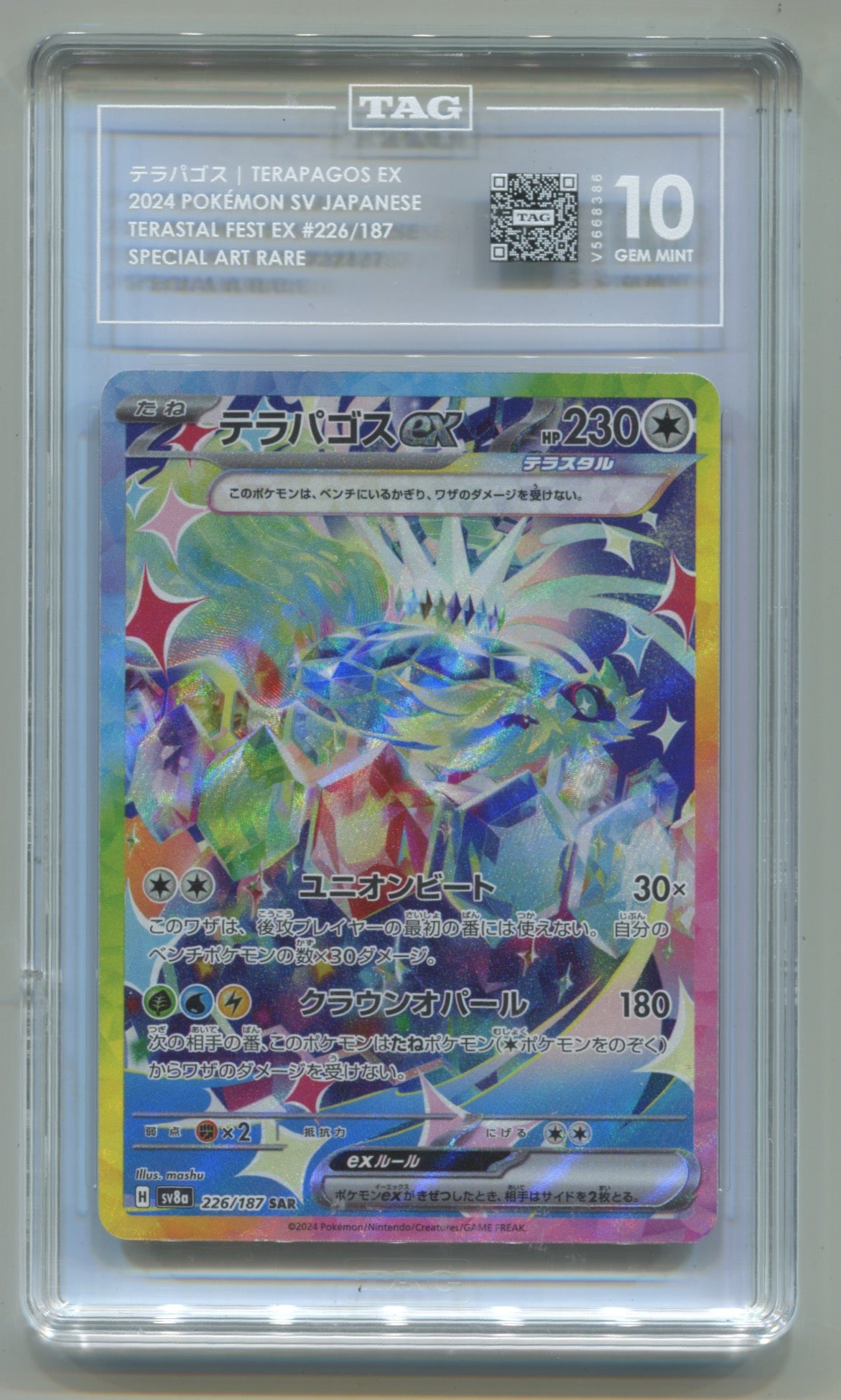 2024 Pokemon Japanese Terastal Festival #226 Terapagos ex- Special Art Rare TAG 10