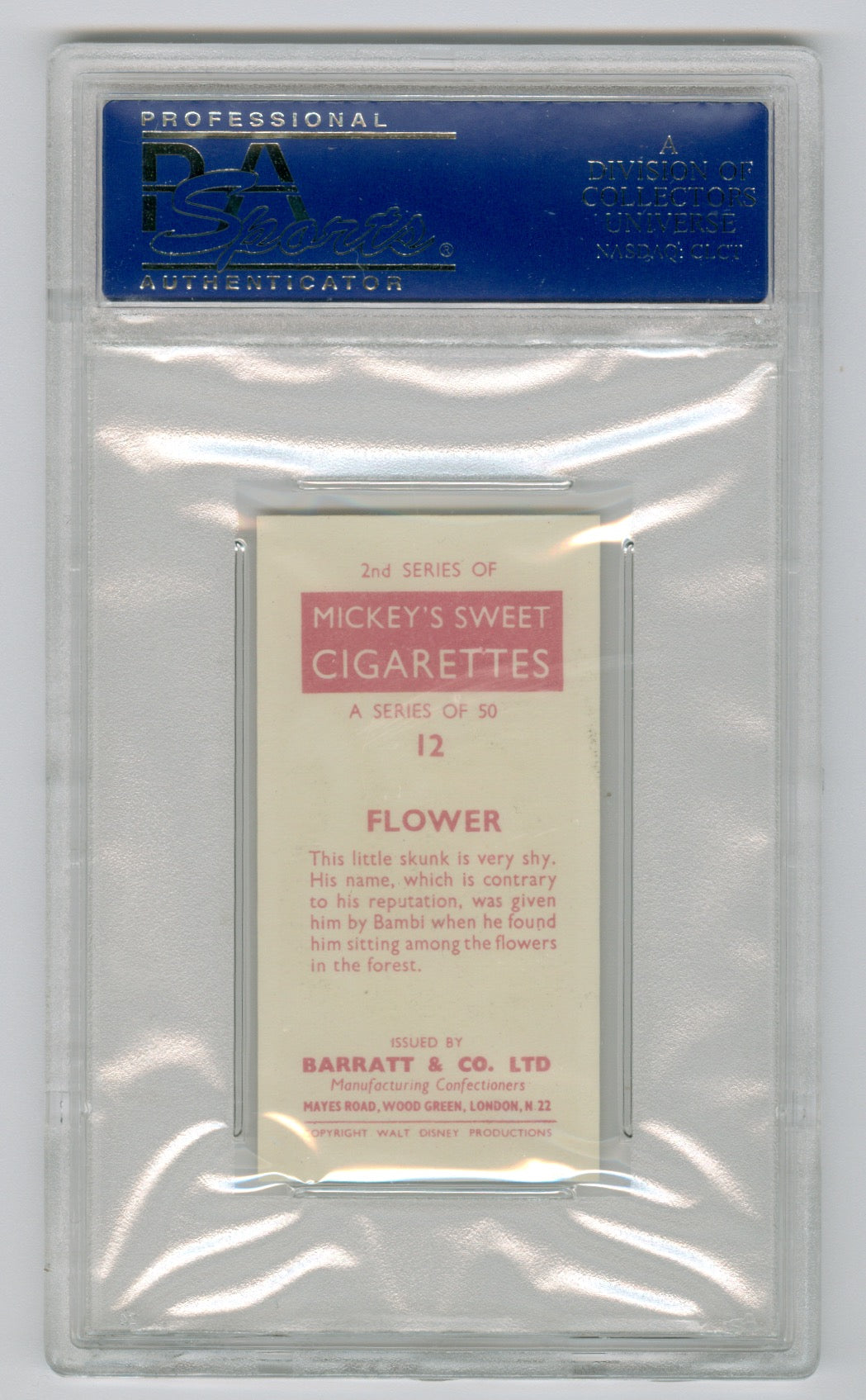 1957 Barratt & Co. Ltd. Walt Disney Characters #12 Flower PSA 9