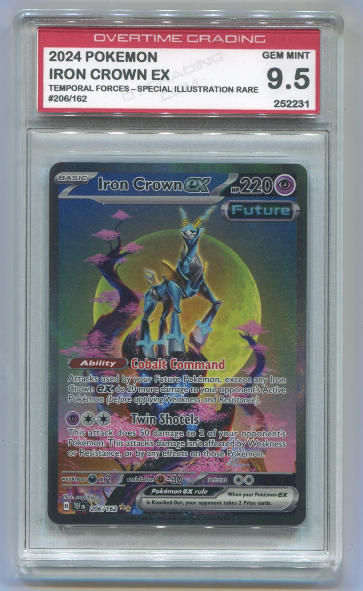 2024 Pokemon Temporal Forces #206 Iron Crown ex- Special Illustration Rare OTG 9.5