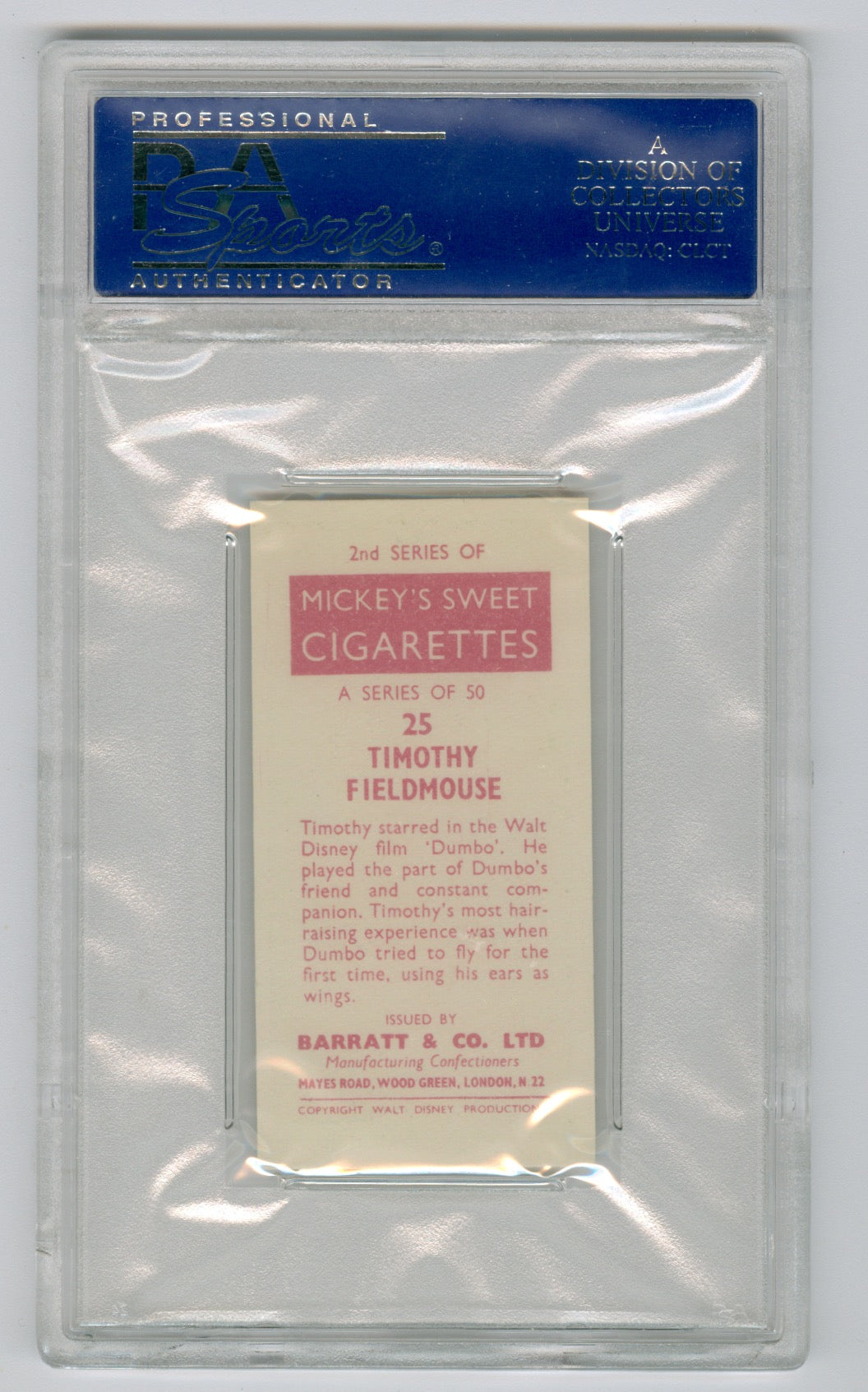 1957 Barratt & Co. Ltd. Walt Disney Characters #25 Timothy Fieldmouse PSA 5.5
