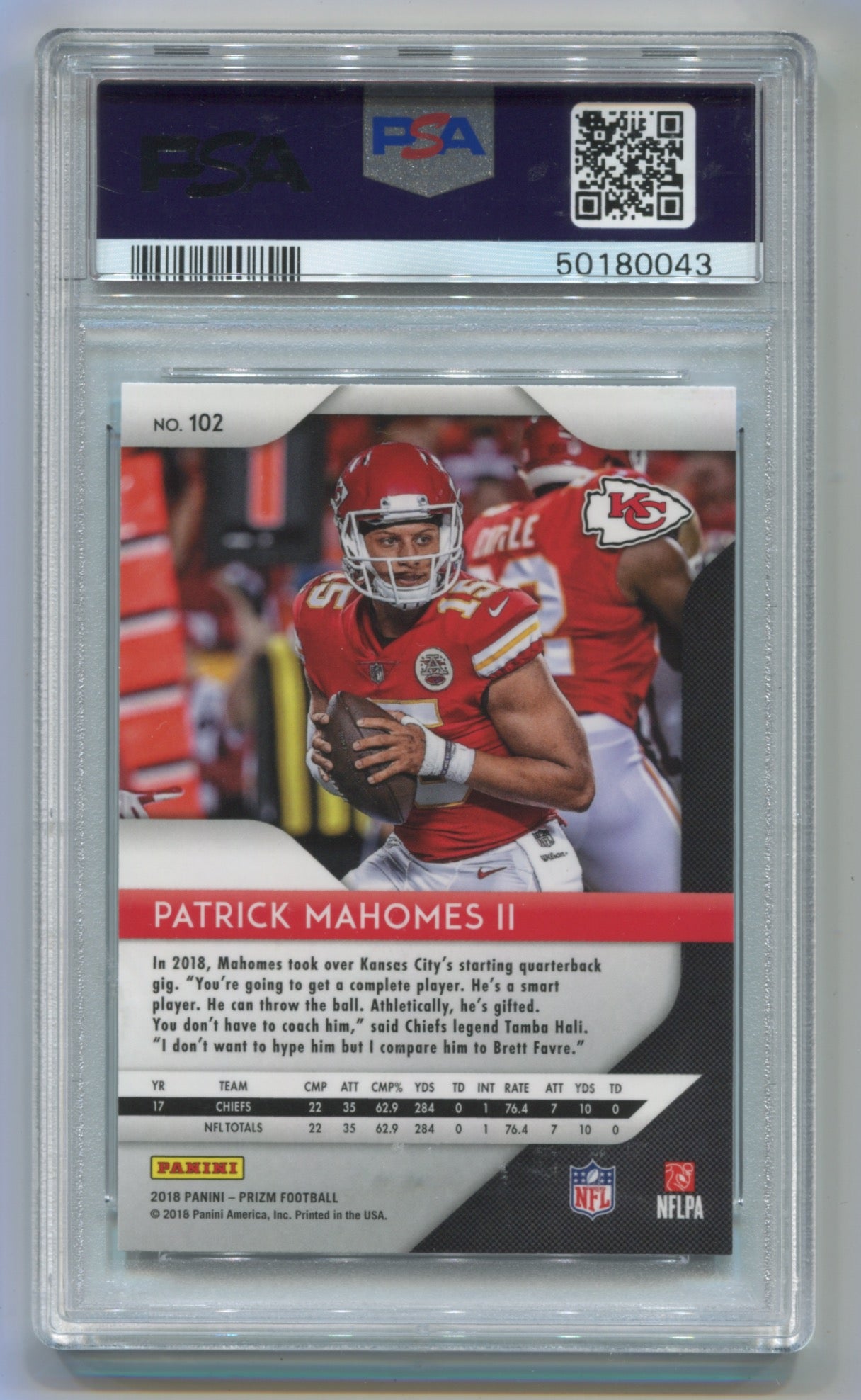 2018 Panini Prizm #102 Patrick Mahomes II PSA 9