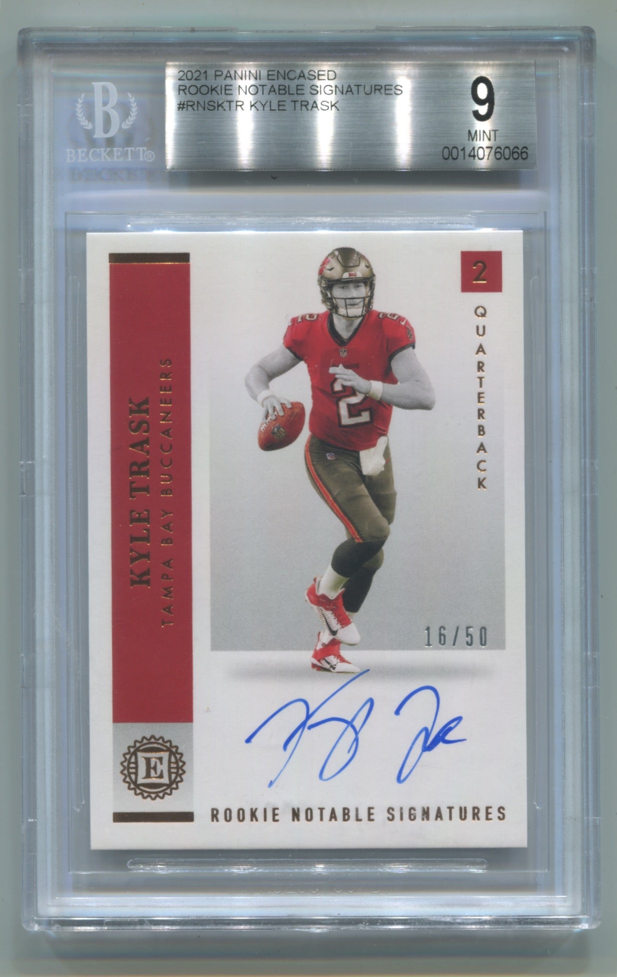 2021 Panini Encased Rookie Notable Signatures #RNSKTR Kyle Trask #16/50 BGS 9 (Auto 9) (Rookie)
