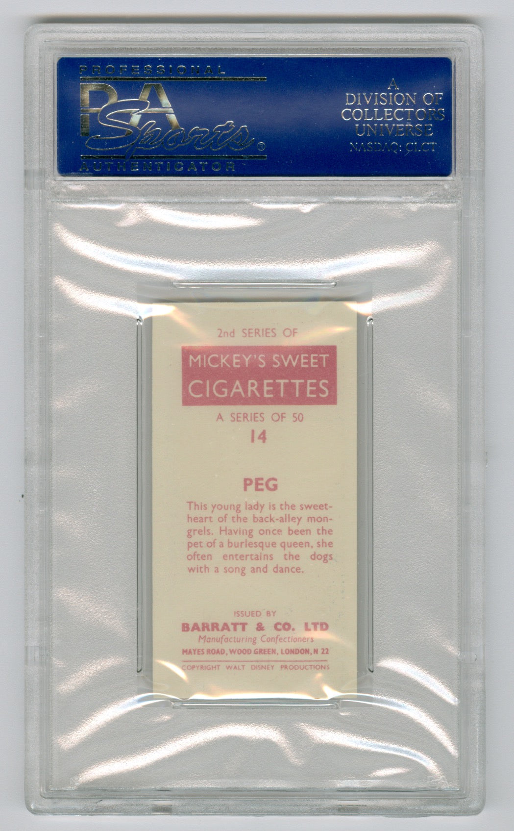 1957 Barratt & Co. Ltd. Walt Disney Characters #14 Peg PSA 9