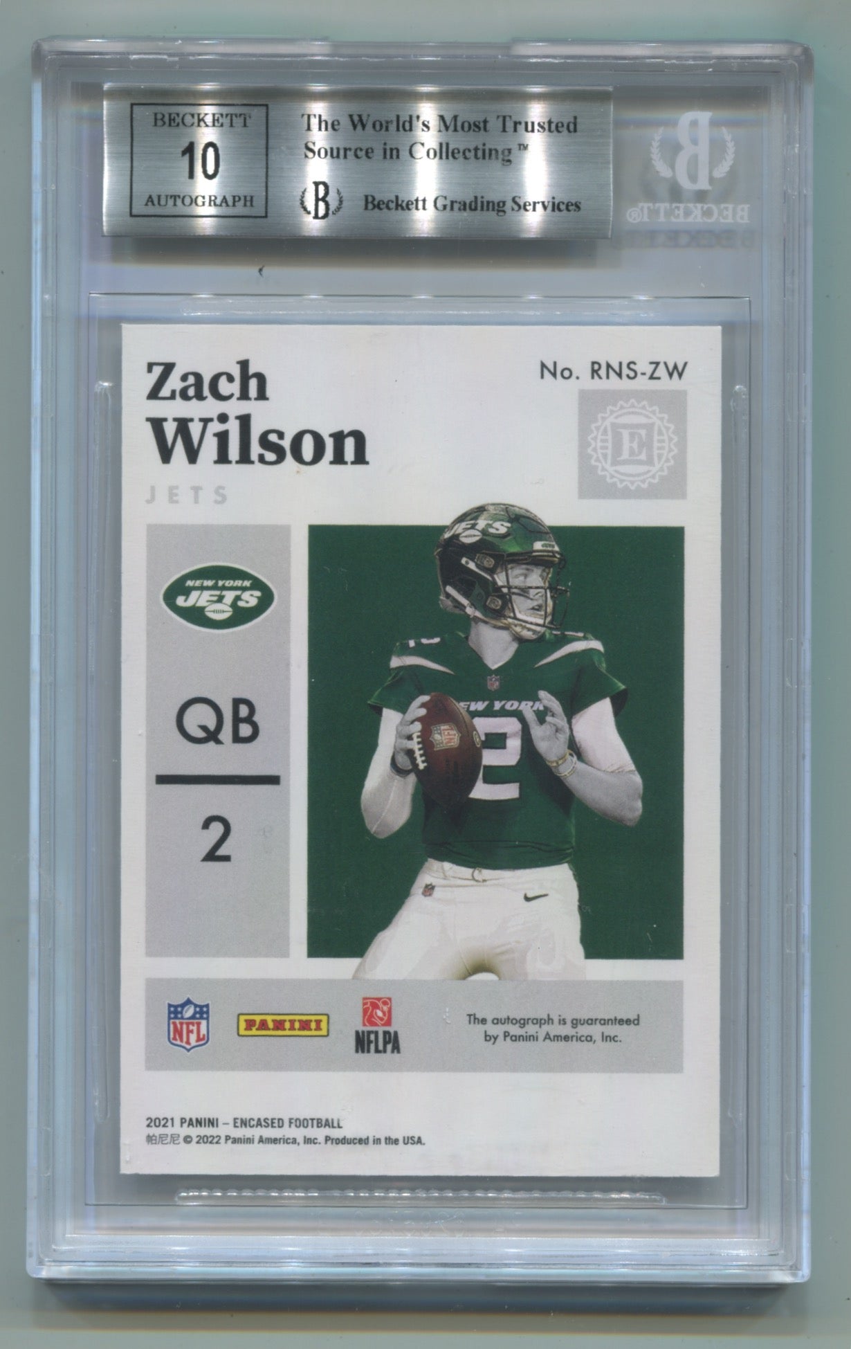 2021 Panini Encased Rookie Notable Signatures Sapphire #RNSZW Zach Wilson #01/35 BGS 8.5 (Auto 10) (Rookie)