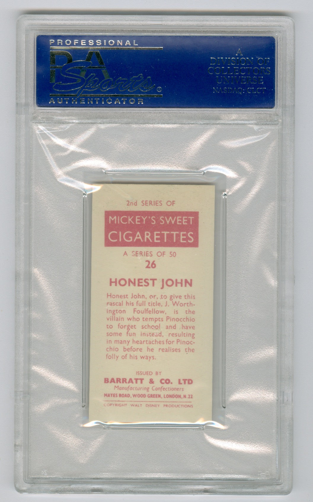 1957 Barratt & Co. Ltd. Walt Disney Characters #26 Honest John PSA 6.5