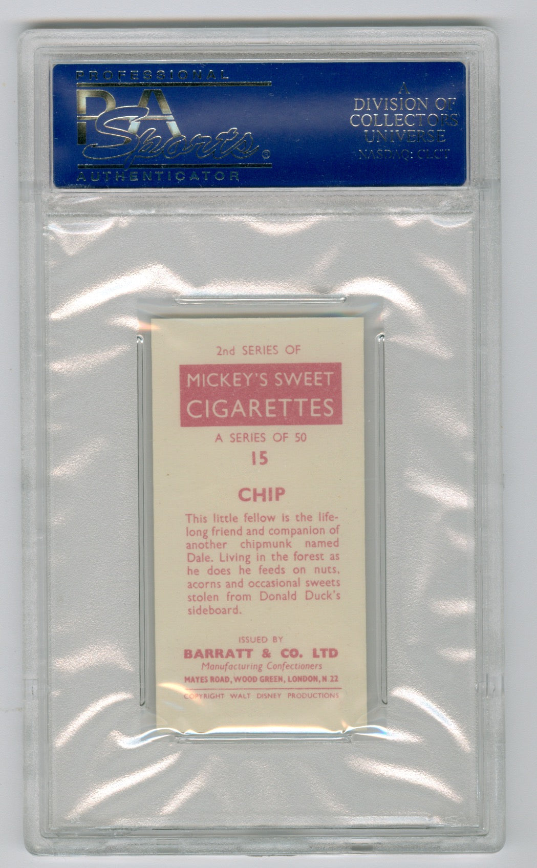 1957 Barratt & Co. Ltd. Walt Disney Characters #15 Chip PSA 10