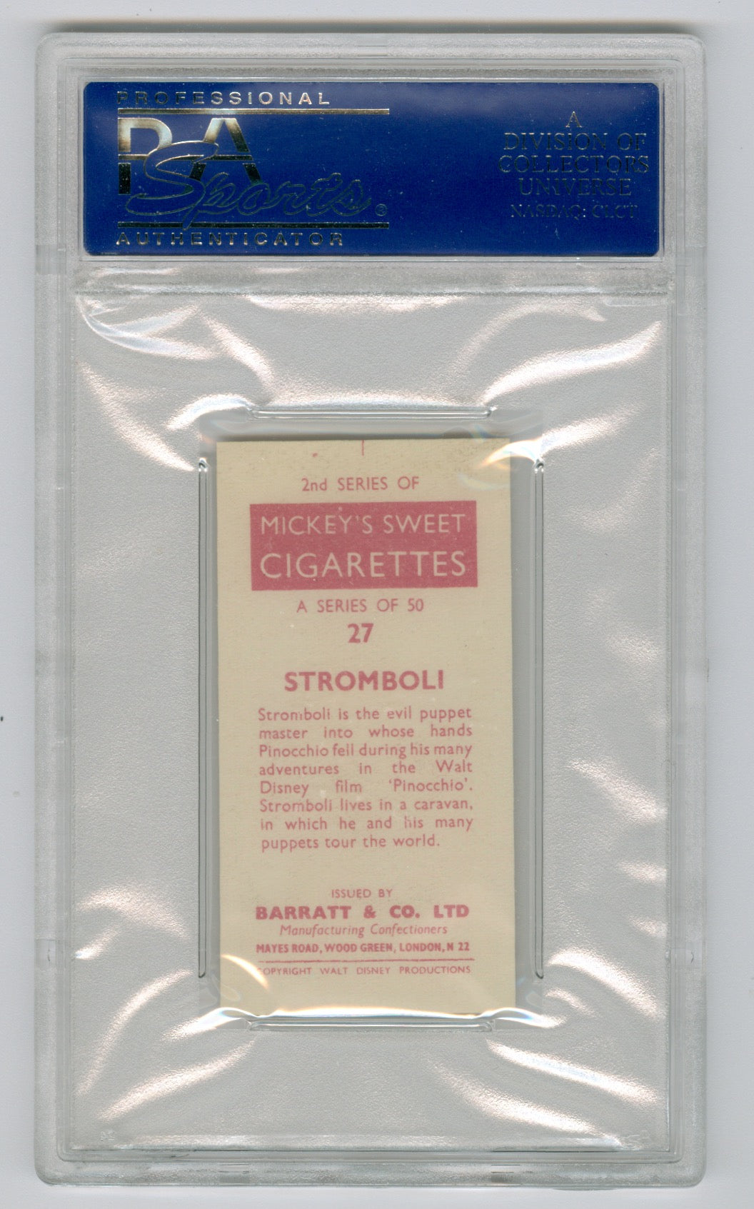 1957 Barratt & Co. Ltd. Walt Disney Characters #27 Stromboli PSA 10