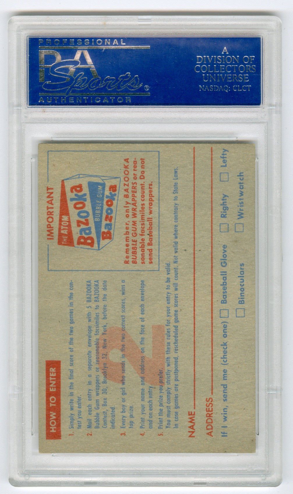 1957 Topps Contest Card Saturday May 25th PSA 5