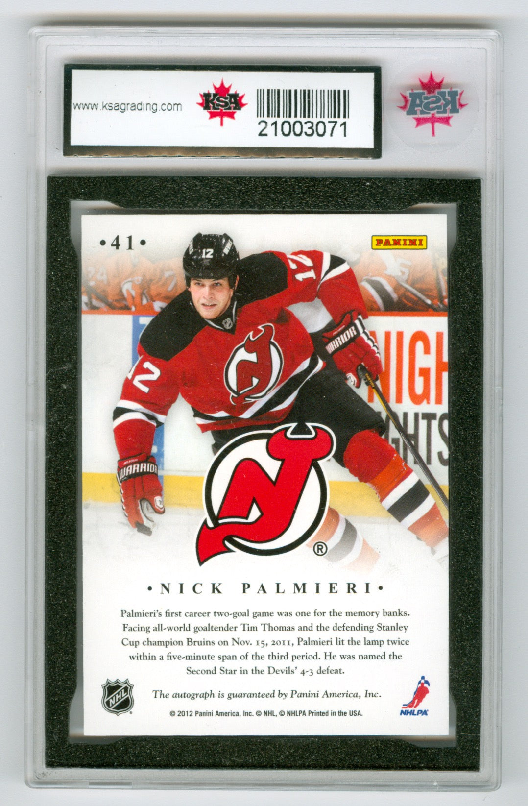 2012-13 Panini Elite Signings #41 Nick Palmieri KSA 9.5