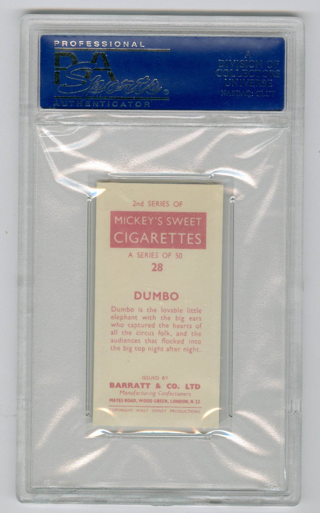 1957 Barratt & Co. Ltd. Walt Disney Characters #28 Dumbo PSA 5.5