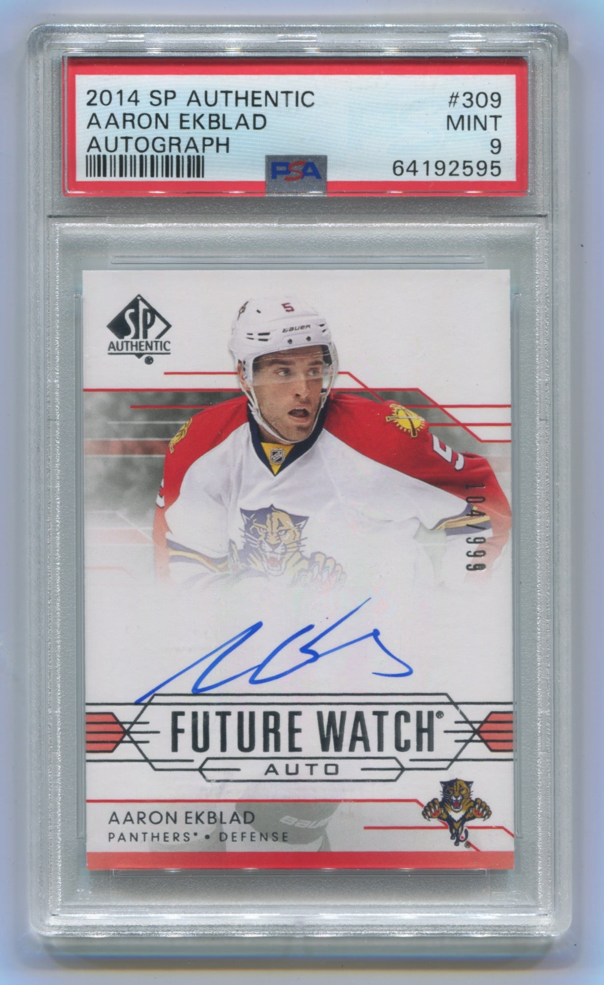 2014-15 SP Authentic #309 Aaron Ekblad #104/999 PSA 9 (Rookie)