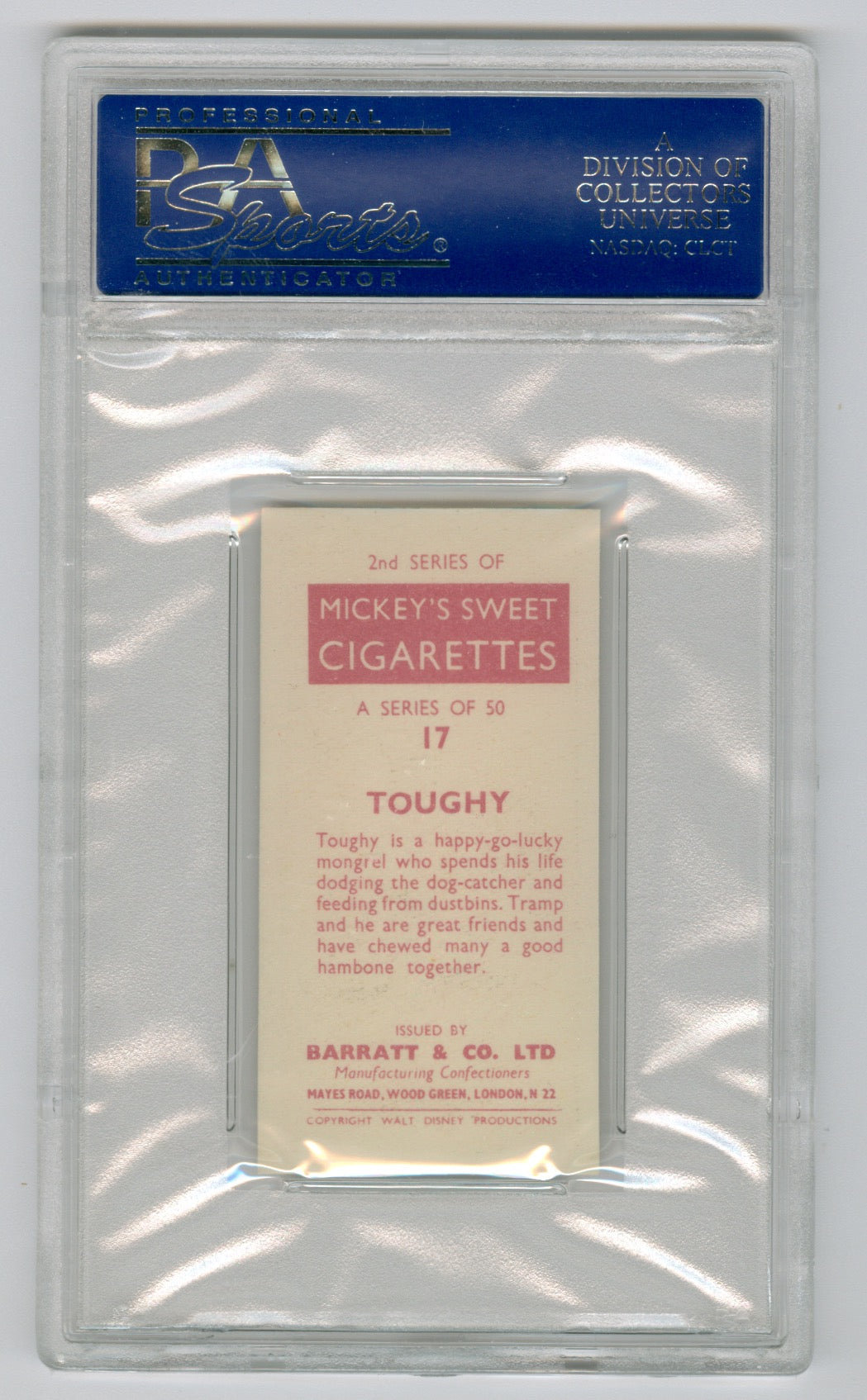 1957 Barratt & Co. Ltd. Walt Disney Characters #17 Toughy PSA 9