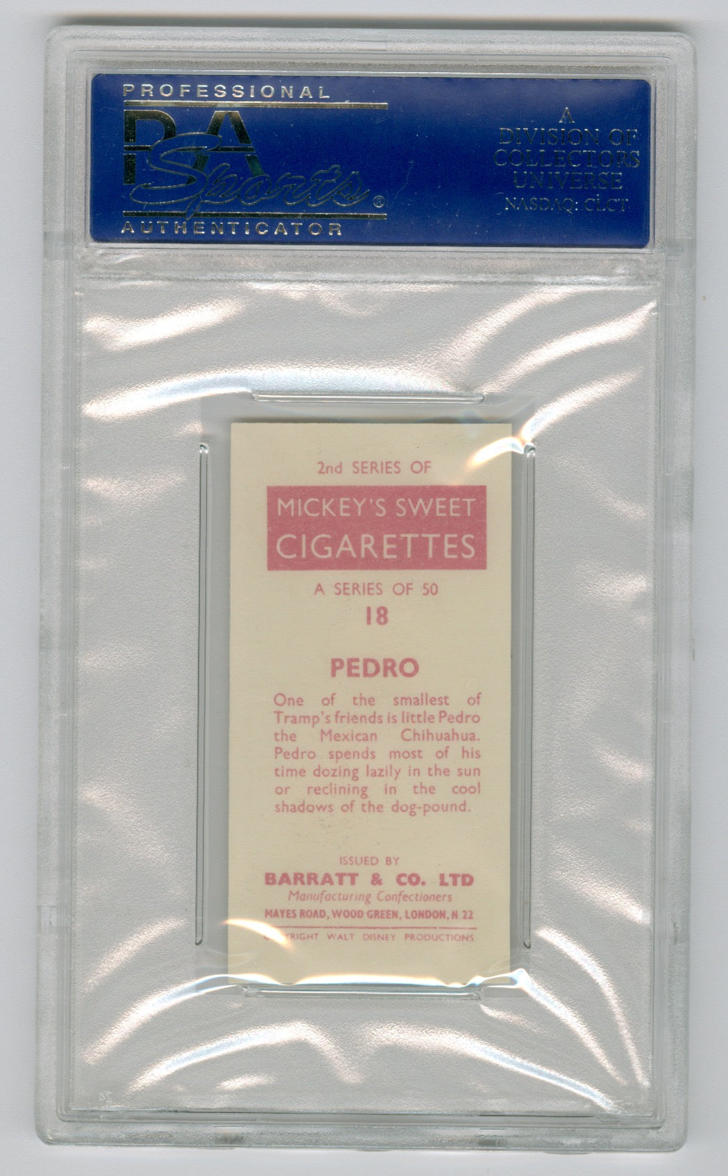 1957 Barratt & Co. Ltd. Walt Disney Characters #18 Pedro PSA 9