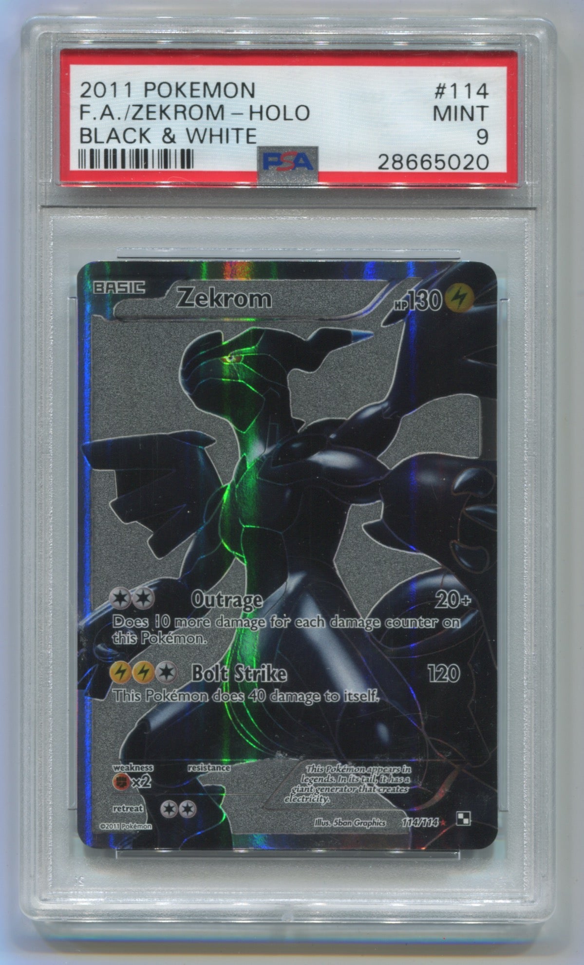 2011 Pokemon Black & White #114 Zekrom- Holo Full Art PSA 9
