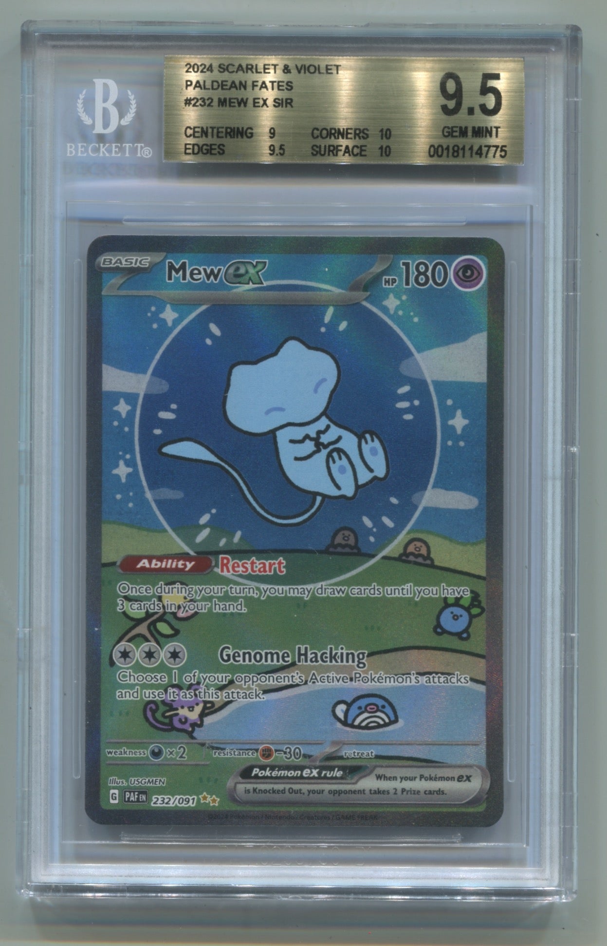 2024 Pokemon Paldean Fates #232 Mew ex- Special Illustration Rare BGS 9.5