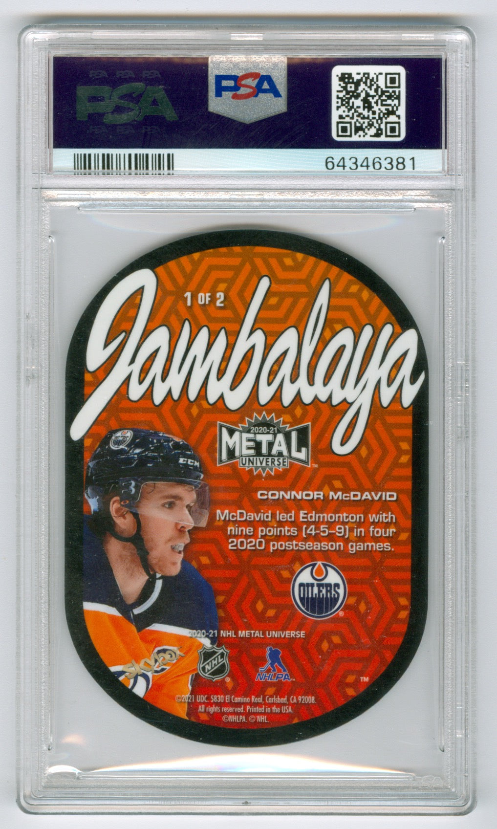 2020-21 Metal Universe Jambalaya Achievement #1 Connor McDavid PSA 10