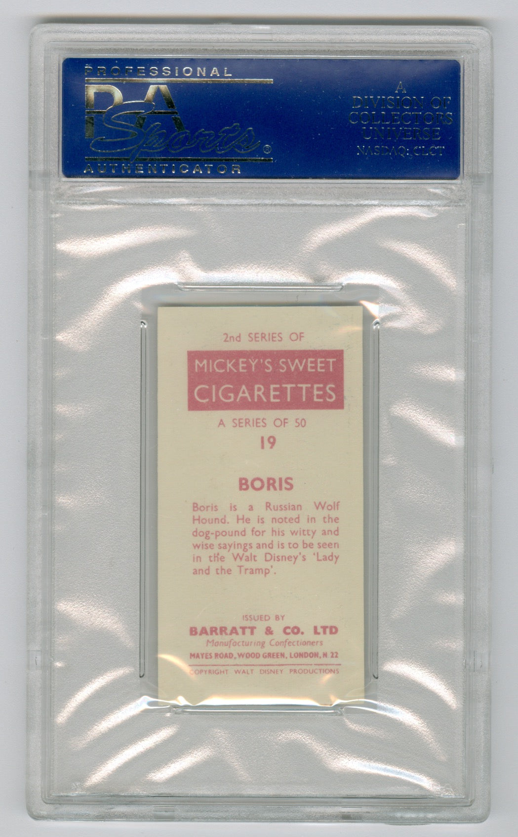 1957 Barratt & Co. Ltd. Walt Disney Characters #19 Boris PSA 9