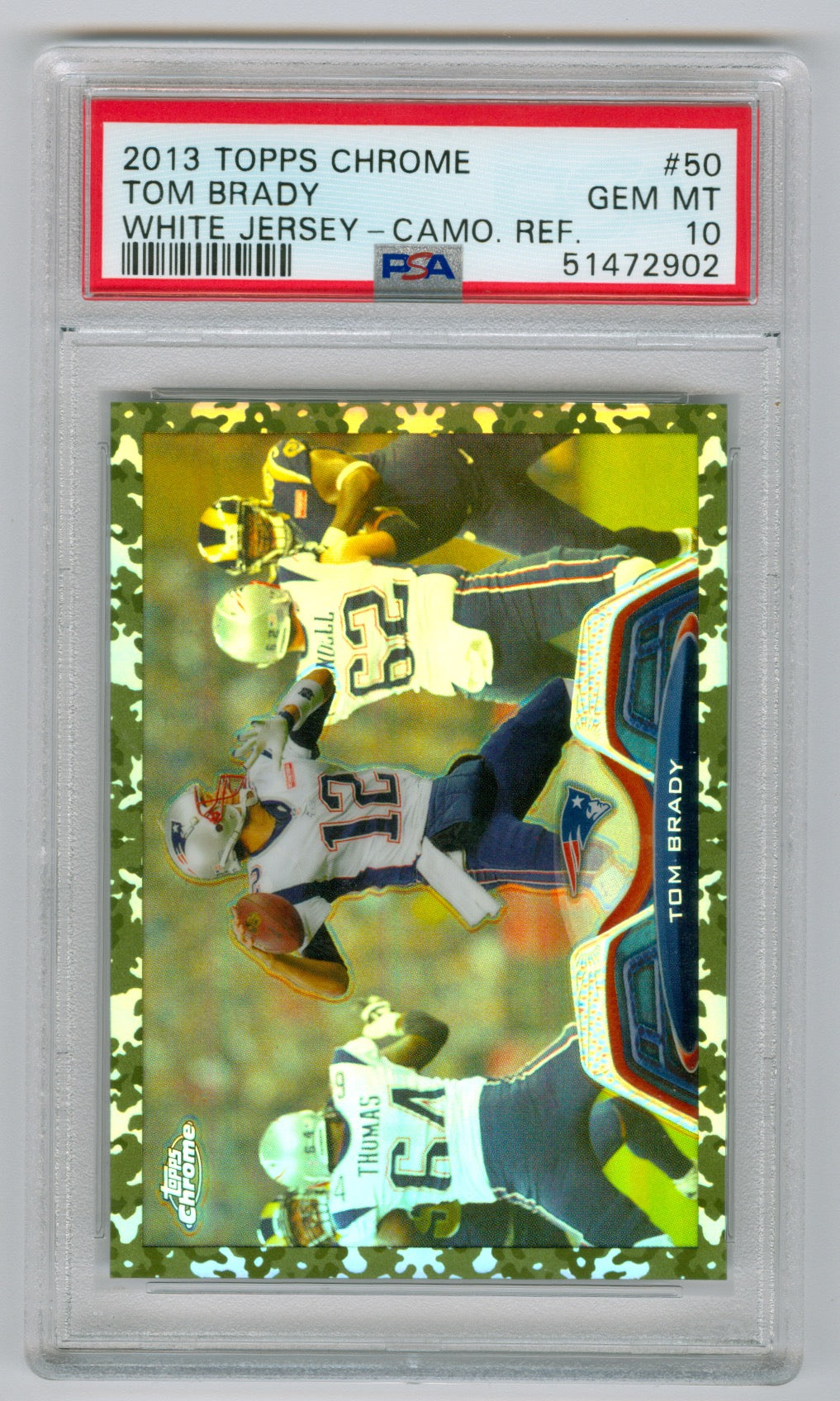 2013 Topps Chrome Camo Refractor #50 Tom Brady- White Jersey #014/499 PSA 10