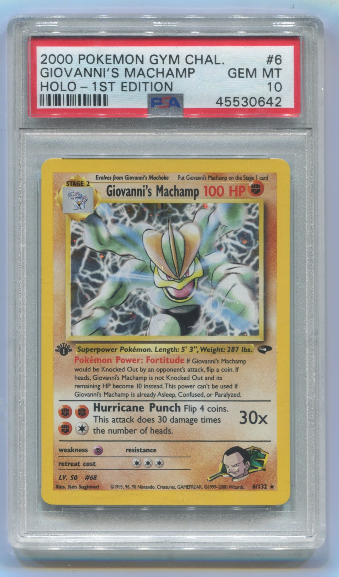 2000 Pokemon Gym Challenge 1st Edition #6 Giovanni's Machamp - Holo PSA 10