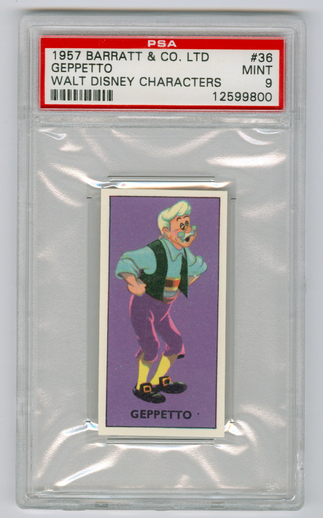 1957 Barratt & Co. Ltd. Walt Disney Characters #36 Geppetto PSA 9