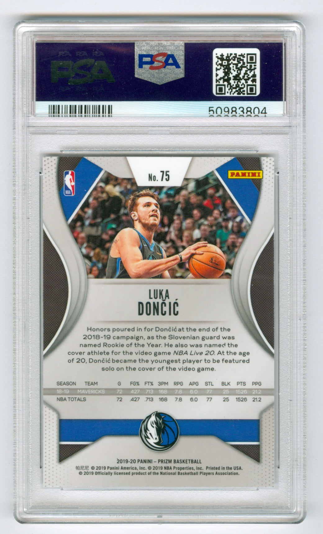 2019-20 Panini Prizm #75 Luka Doncic PSA 9