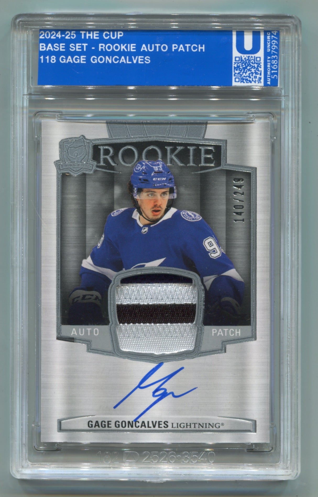 2024-25 Upper Deck The Cup #118 Gage Goncalves #140/249 (Rookie)