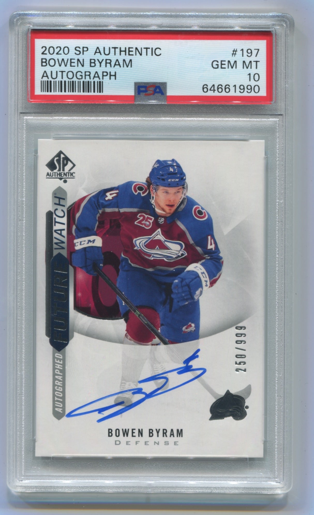 2020-21 SP Authentic #197 Bowen Byram #250/999 PSA 10 (Rookie)