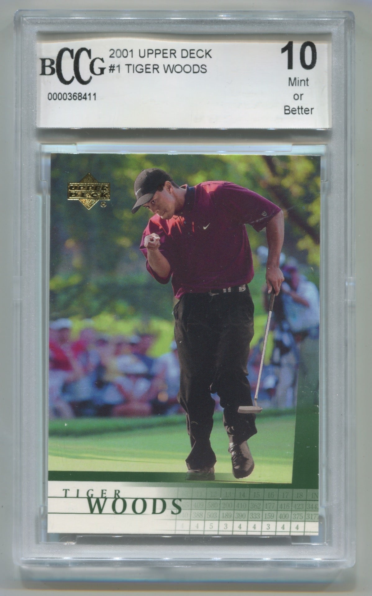 2001 Upper Deck #1 Tiger Woods BCCG 10 (Rookie)