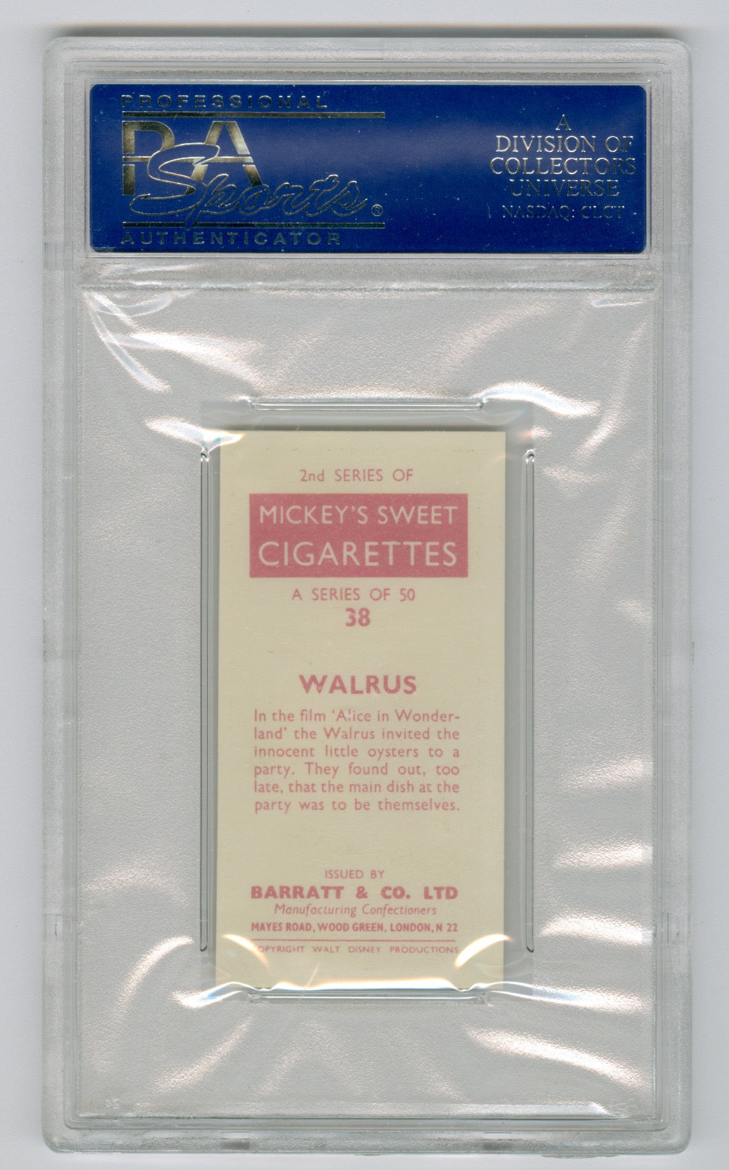 1957 Barratt & Co. Ltd. Walt Disney Characters #38 Walrus PSA 9