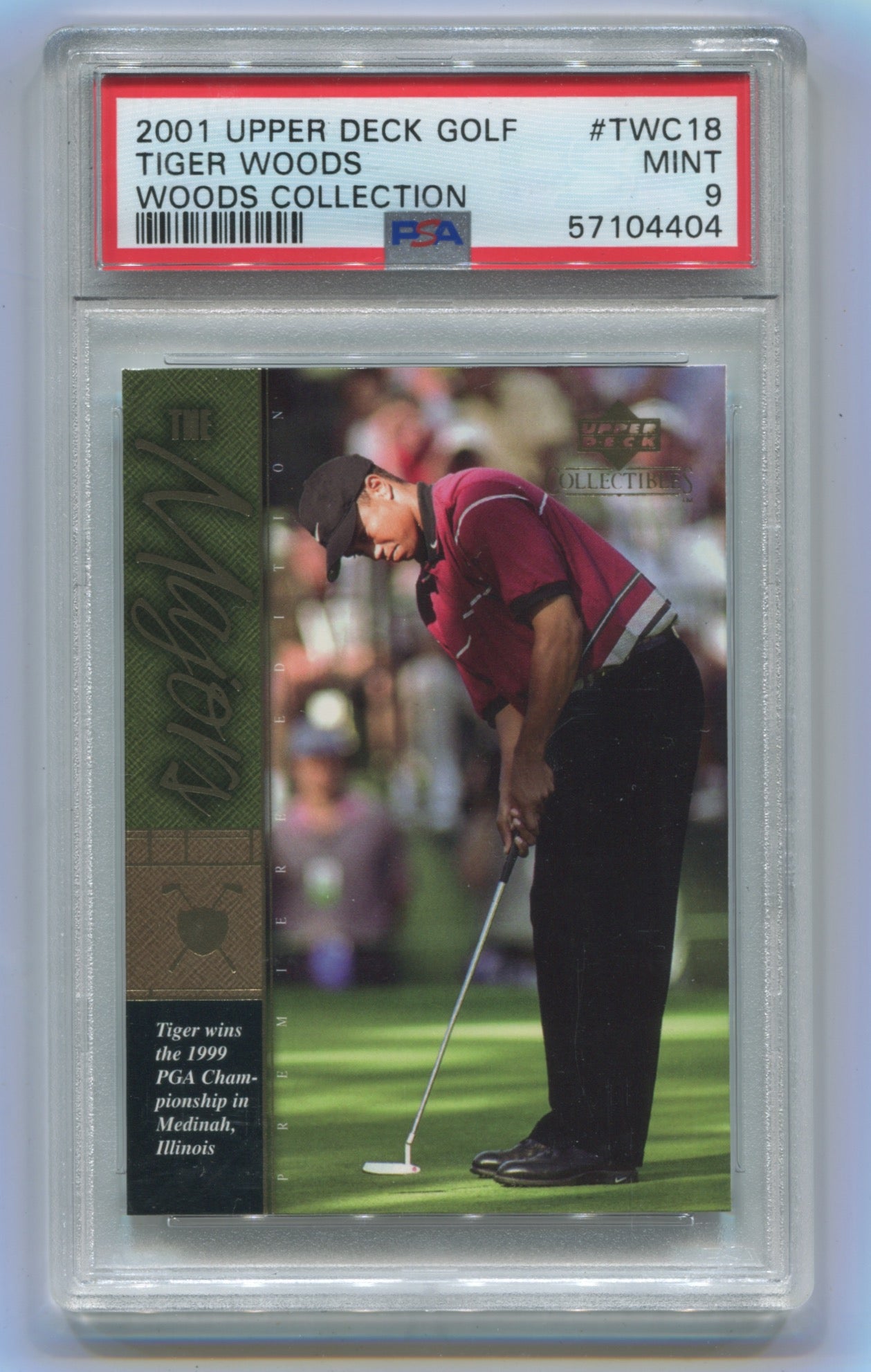2001 Upper Deck Golf Woods Collection #TWC18 Tiger Woods PSA 9 (Rookie)