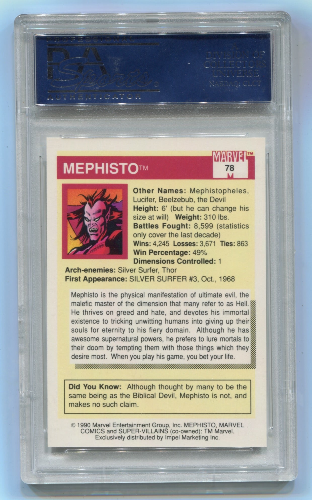 1990 Marvel Universe #78 Mephisto PSA 10