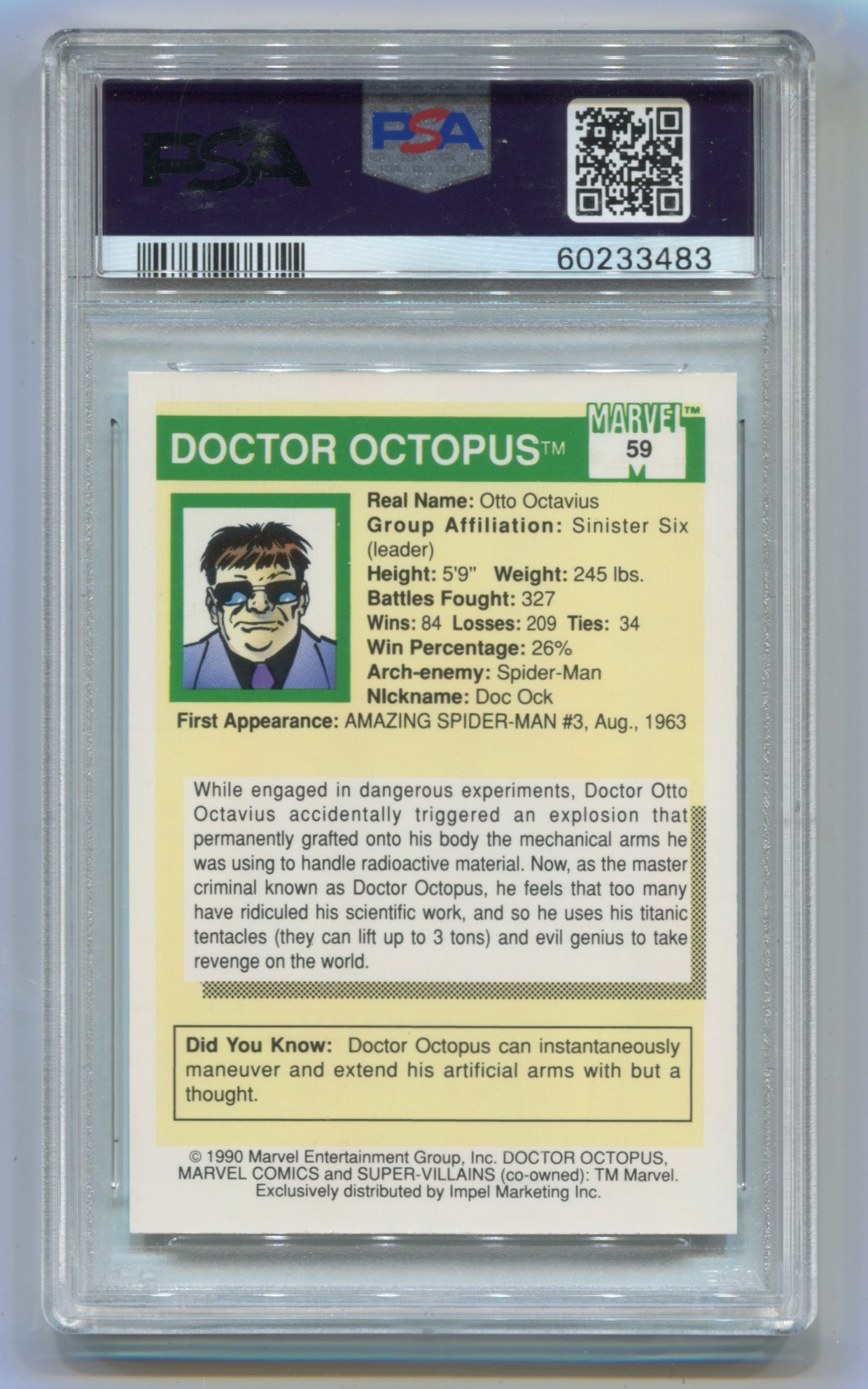 1990 Marvel Universe #59 Doctor Octopus PSA 10